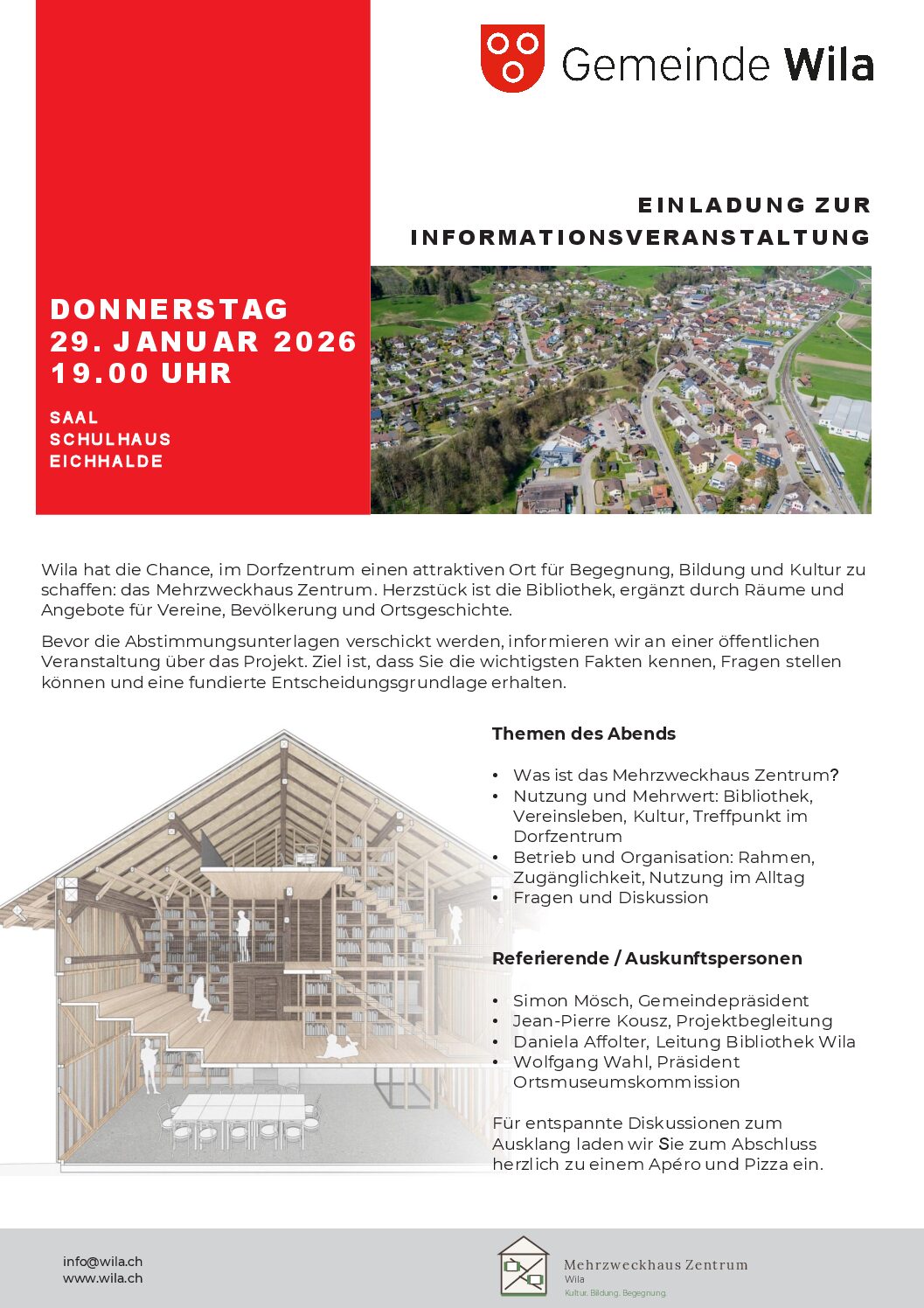 Informationsveranstaltung: Mehrzweckhaus Zentrum Wila (ehemals Batzhaus)